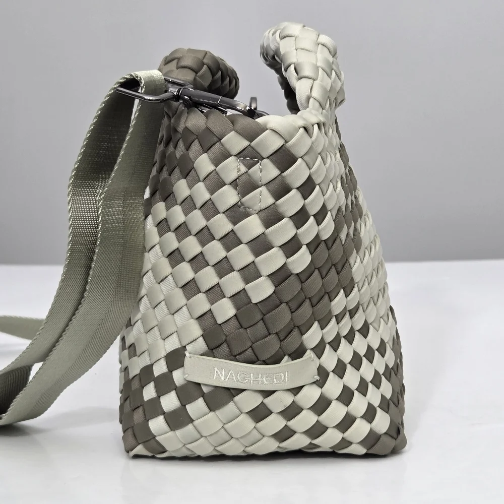 NAGHEDI ST BARTHS PETIT TOTE BAG - LIGHT GREEN AND SAGE GREEN
